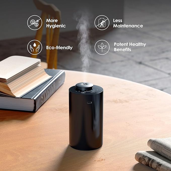 Airversa Waterless Scent Diffuser Starter Kit – Portable Aromatherapy Machine with 4 Fragrance Oils, AN6 Black