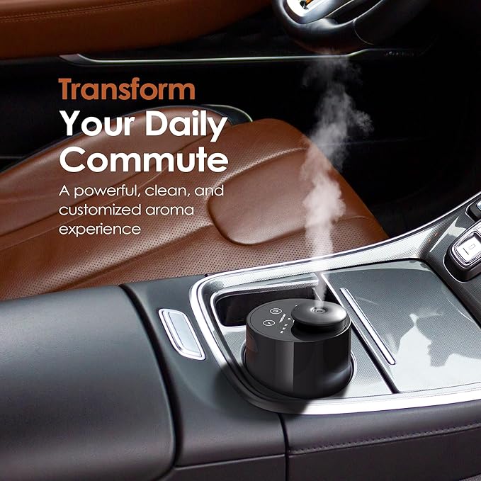 Airversa Waterless Scent Diffuser Starter Kit – Portable Aromatherapy Machine with 4 Fragrance Oils, AN6 Black